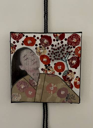 Original Portraiture Women Mixed Media by Jacinthe Lamontagne-Lecomte