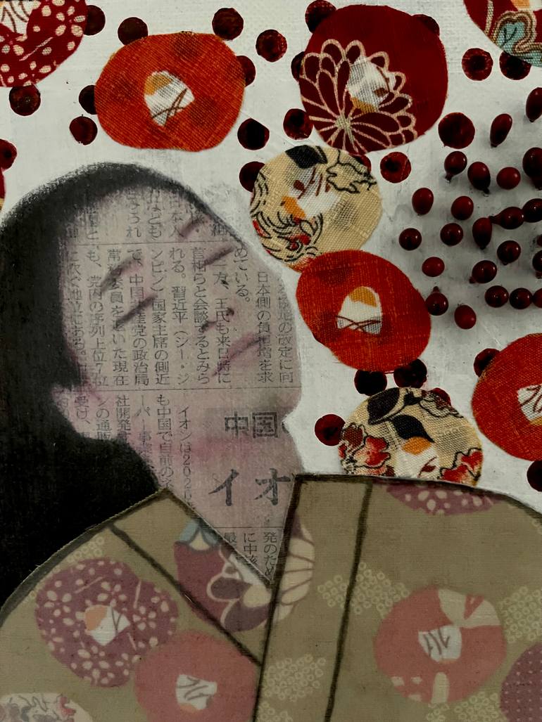 Original Portraiture Women Mixed Media by Jacinthe Lamontagne-Lecomte