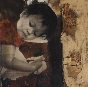 Original Photorealism Children Mixed Media by Jacinthe Lamontagne-Lecomte