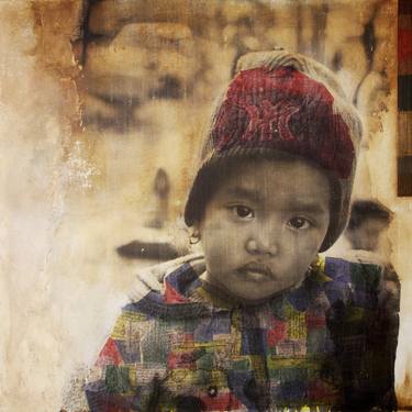 Original Photorealism Children Mixed Media by Jacinthe Lamontagne-Lecomte