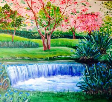 Original Fine Art Garden Paintings by Nadia D F