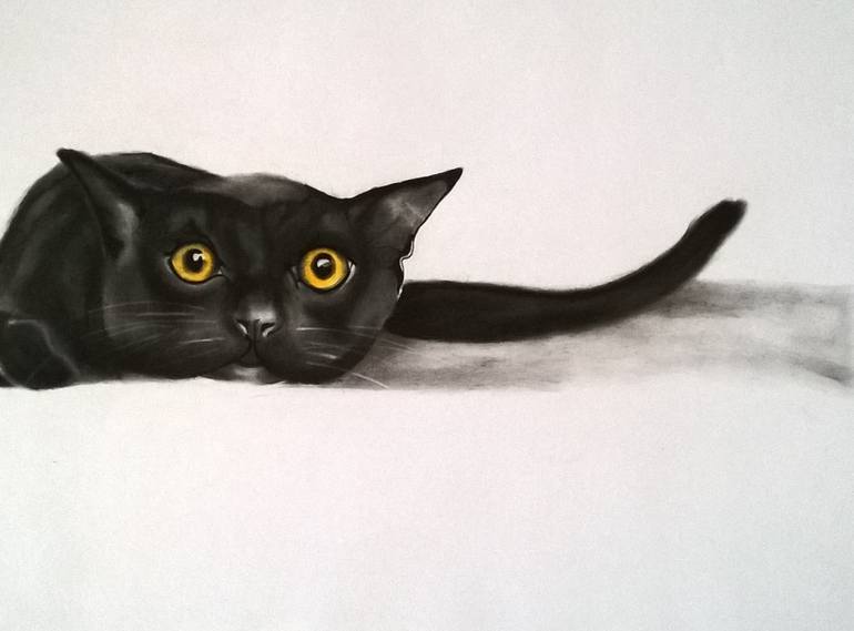 Original Illustration Cats Drawing by marta sladká