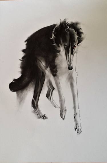 Original Fine Art Dogs Drawings by marta sladká