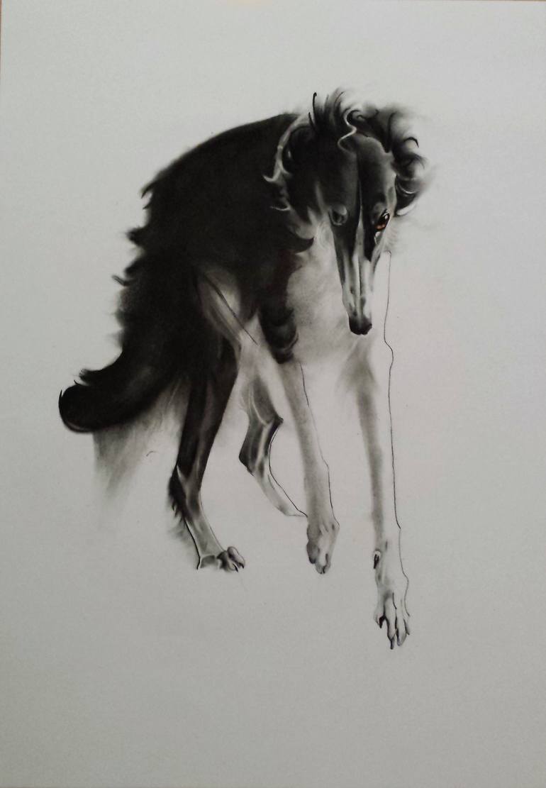 Original Illustration Dogs Drawing by Marta Sladká