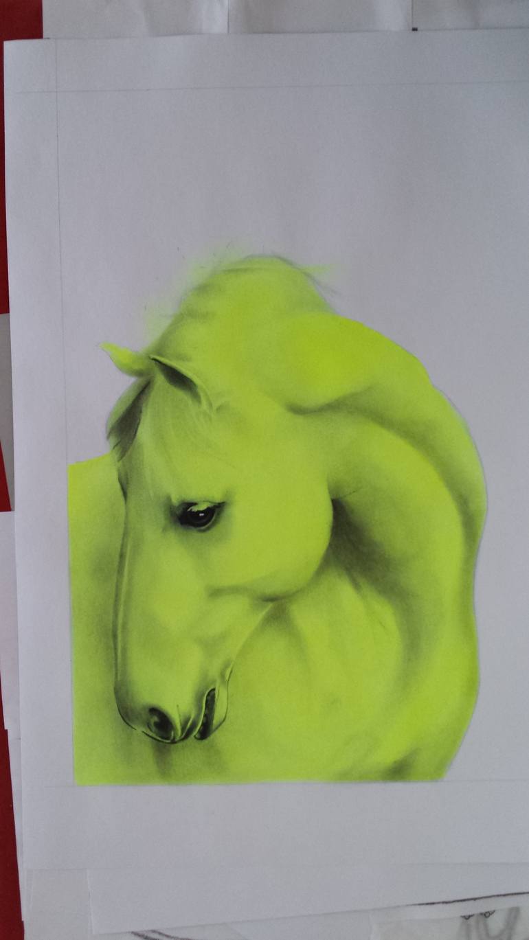 Original Figurative Horse Drawing by Marta Sladká