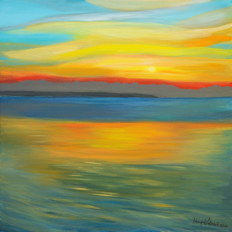 Sunset around Savary Island Painting by Monique Labusch | Saatchi Art