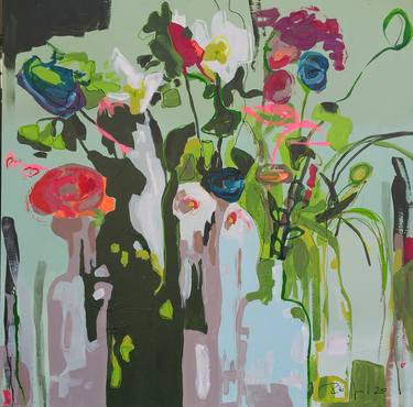 Original Abstract Expressionism Floral Paintings by Rita Ziegler