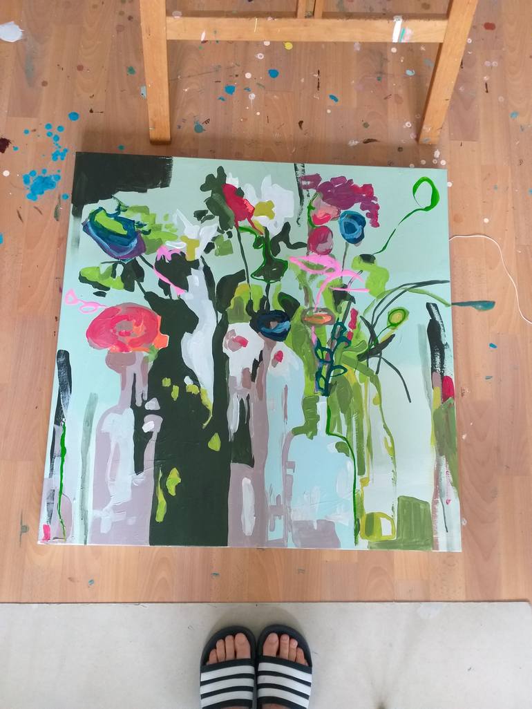 Original Abstract Expressionism Floral Painting by Rita Ziegler