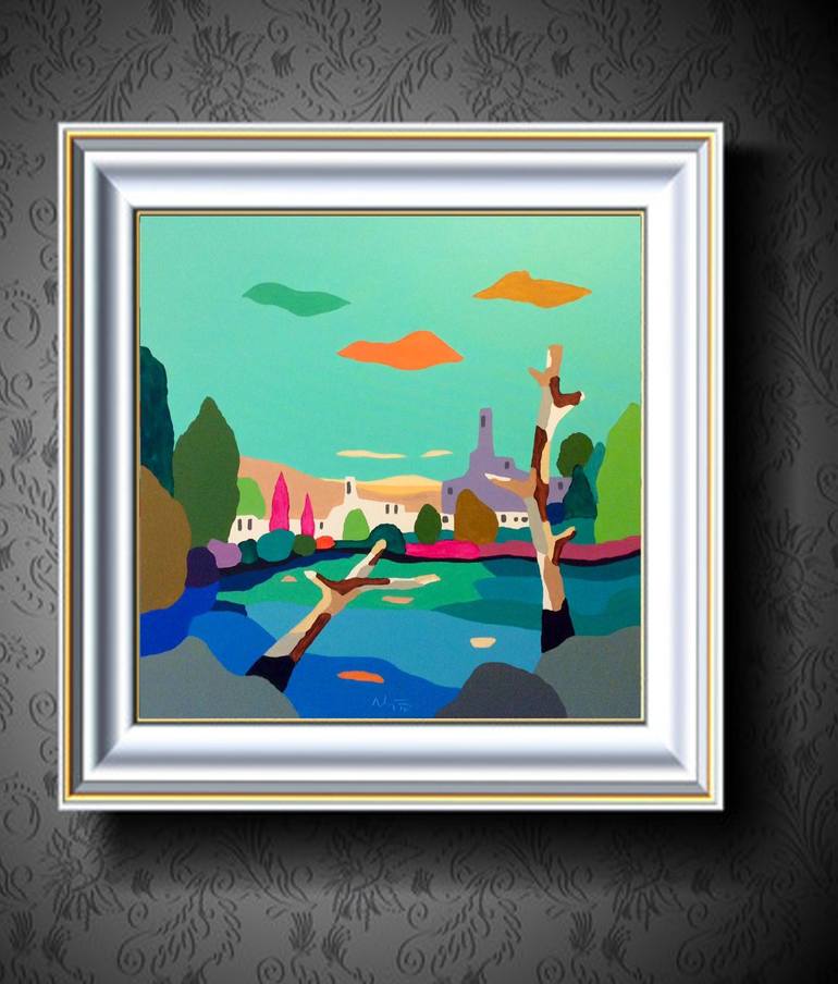 Original Pop Art Landscape Painting by Alejos Lorenzo