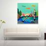 View of the lake. Colorful landscape. A place for living.