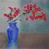 Bougainvillea in Blue Vase by Katherine Kean