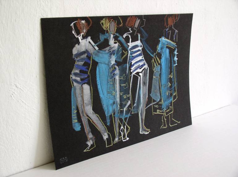 Original Abstract Fashion Drawing by Maria Kleinschmidt