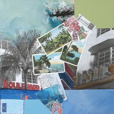 Original Expressionism Beach Collage by Rene Griffith