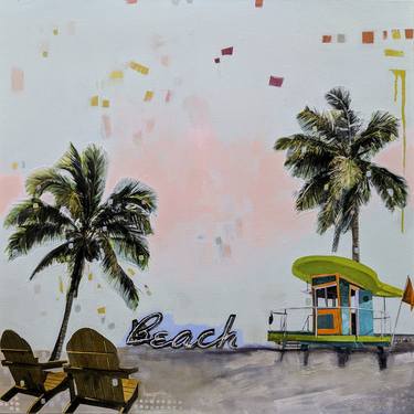 Original Art Deco Beach Collage by Rene Griffith