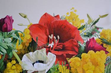 Print of Photorealism Floral Paintings by Agnès Lefèvre