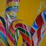 Candy canes in a blue vase on a yellow background
Hanging hardware is included
Matt varnish