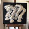 Four question marks silver ballons on a black background. Ready to hang. Hanging hardware is included.
Matt varnish