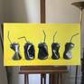 Smashed black cans with straws on a yellow background
Painted on a smooth canvas
Ready to hang, hanging hardware is provided
Framing is not necessary
Matt varnish