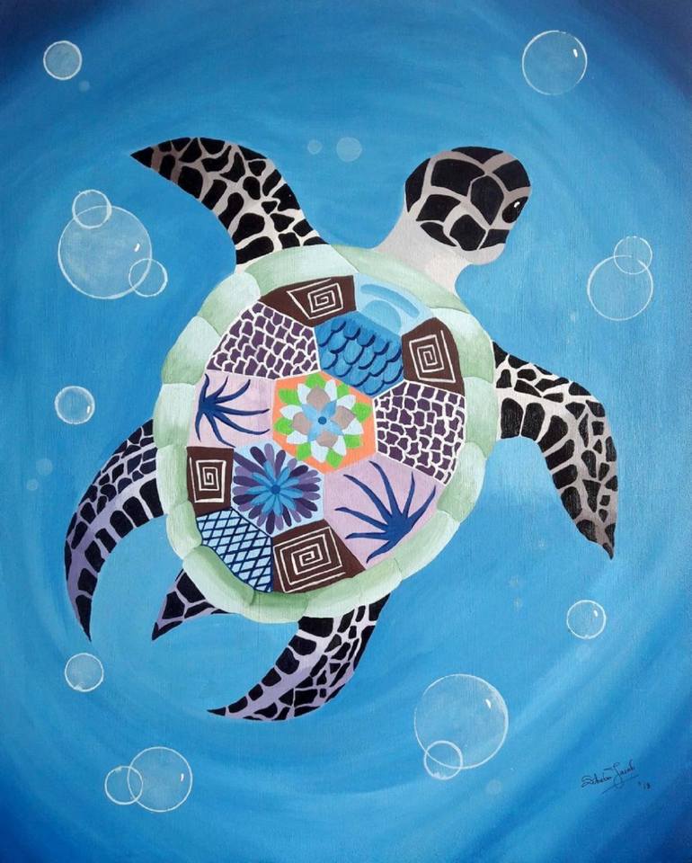 The Turtle Painting by Sheba Jacob | Saatchi Art