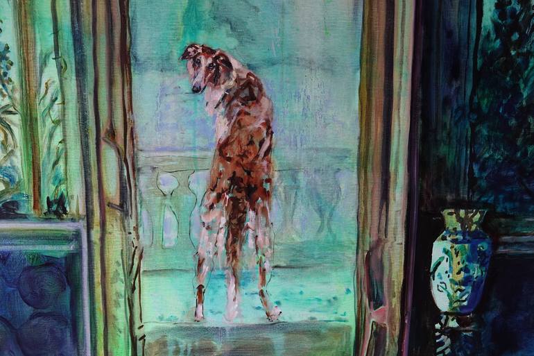 Original Figurative Dogs Painting by Mieke Jonker