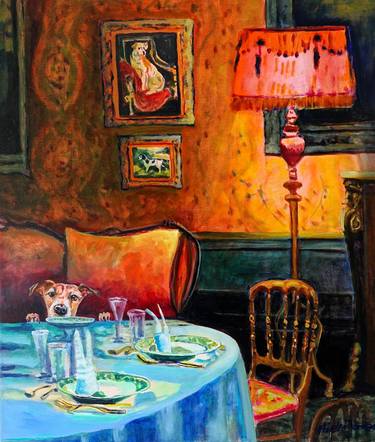 Original Figurative Dogs Painting by Mieke Jonker