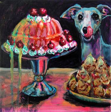 Original Figurative Dogs Painting by Mieke Jonker
