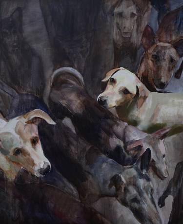 Print of Dogs Paintings by Mieke Jonker