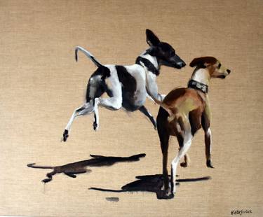 Print of Dogs Paintings by Mieke Jonker