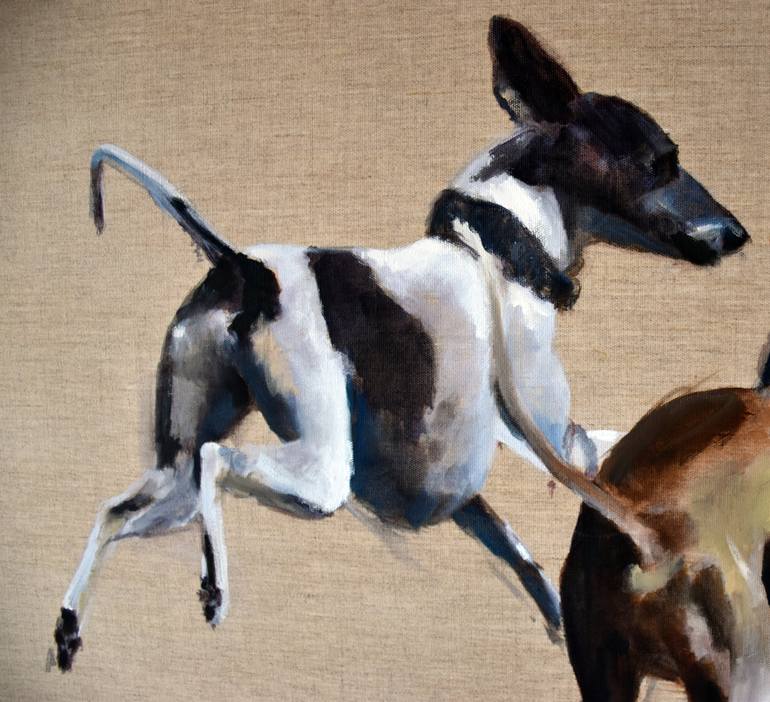 Original Fine Art Dogs Painting by Mieke Jonker