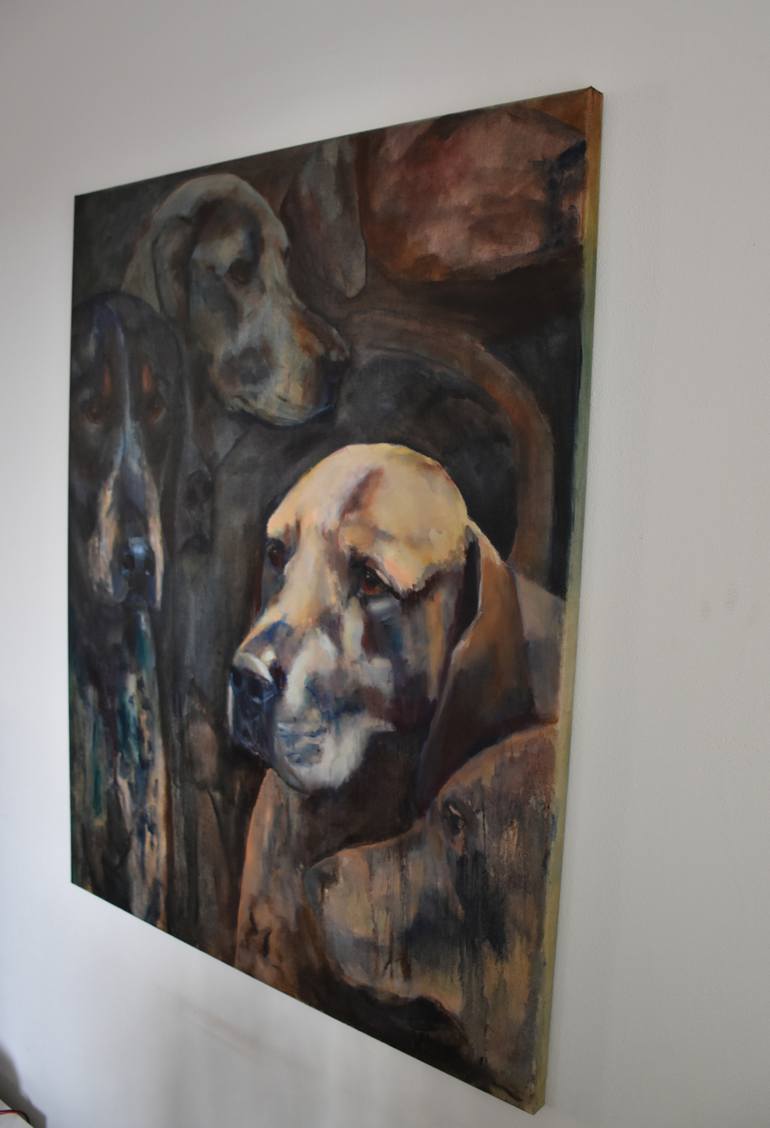 Original Fine Art Dogs Painting by Mieke Jonker