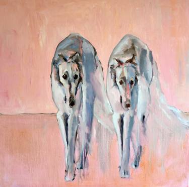 Original Figurative Dogs Paintings by Mieke Jonker
