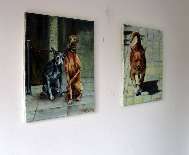 Original Dogs Painting by Mieke Jonker