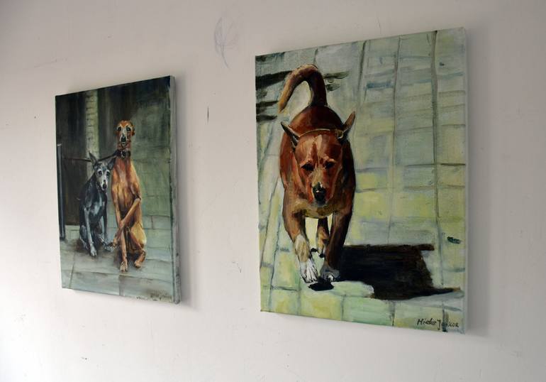 Original Dogs Painting by Mieke Jonker