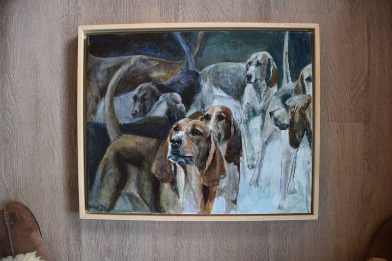 Original Figurative Dogs Painting by Mieke Jonker