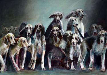 Original Figurative Dogs Paintings by Mieke Jonker