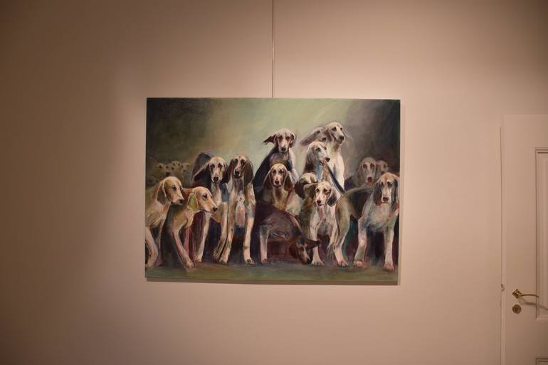 Original Figurative Dogs Painting by Mieke Jonker