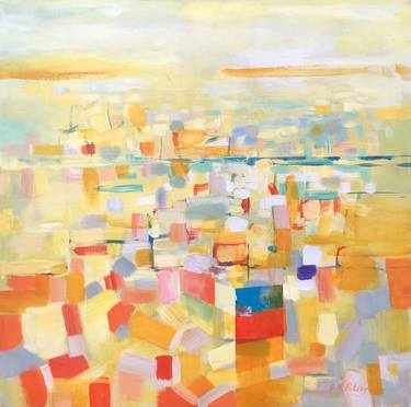 Original Abstract Expressionism Cities Paintings by Elena Putley