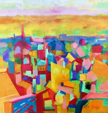 Original Cubism Aerial Painting by Elena Putley