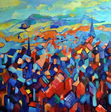 Original Cubism Cities Paintings by Elena Putley
