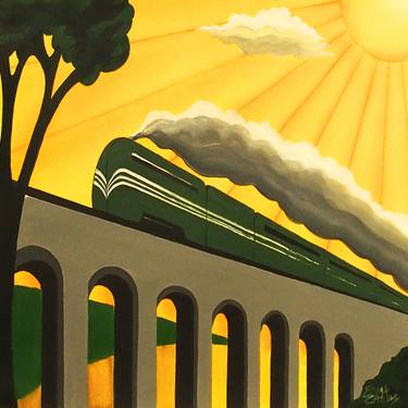 Print of Art Deco Train Paintings by Emma Childs