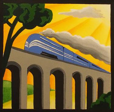Print of Art Deco Train Paintings by Emma Childs