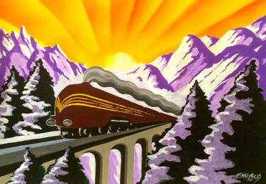 Print of Art Deco Train Paintings by Emma Childs