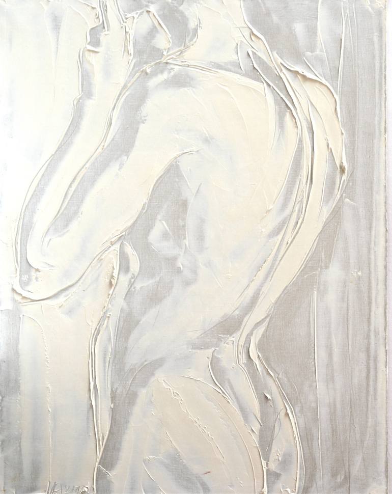 white naked male torso Painting by Vladimir Arkhangelskiy