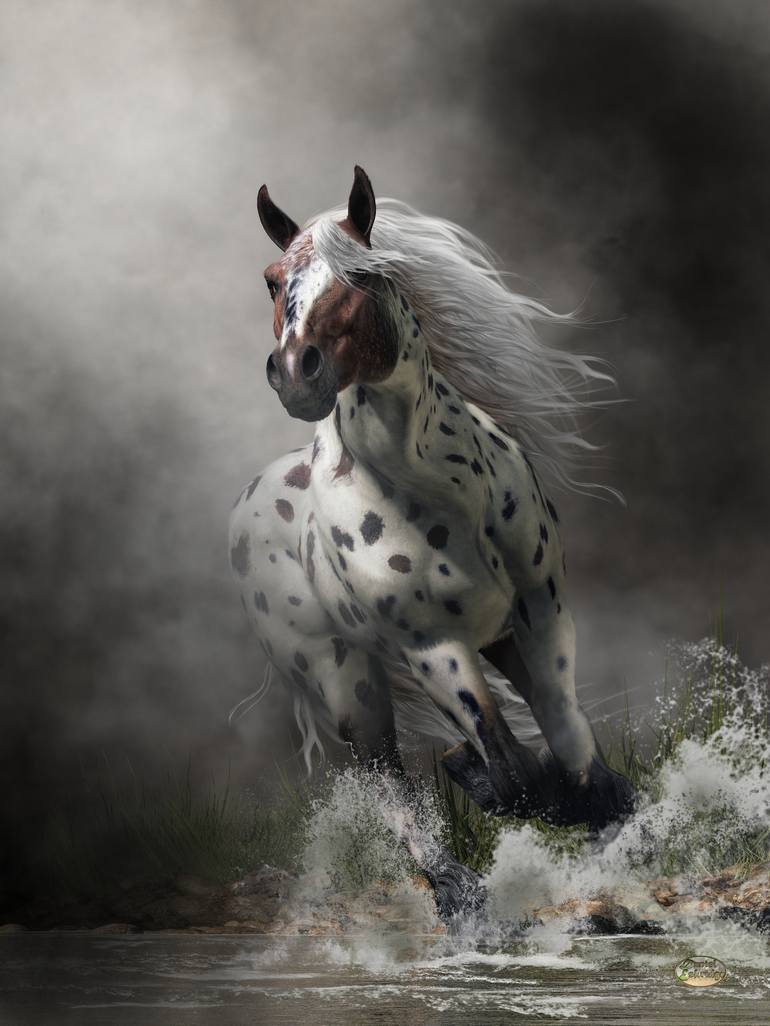 Wild Appaloosa in Winter Mixed Media by Daniel Eskridge