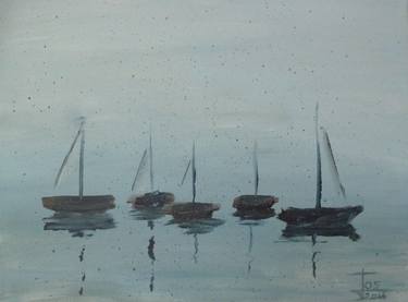 Print of Modern Boat Paintings by Jos Smit