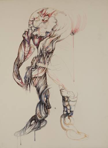 Print of Abstract People Drawings by Resat Bayraktar