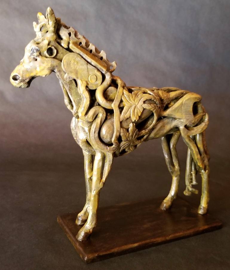 Original Expressionism Horse Sculpture by Pierre Riche