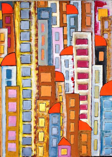 Print of Abstract Cities Paintings by Arkadiusz Świderski