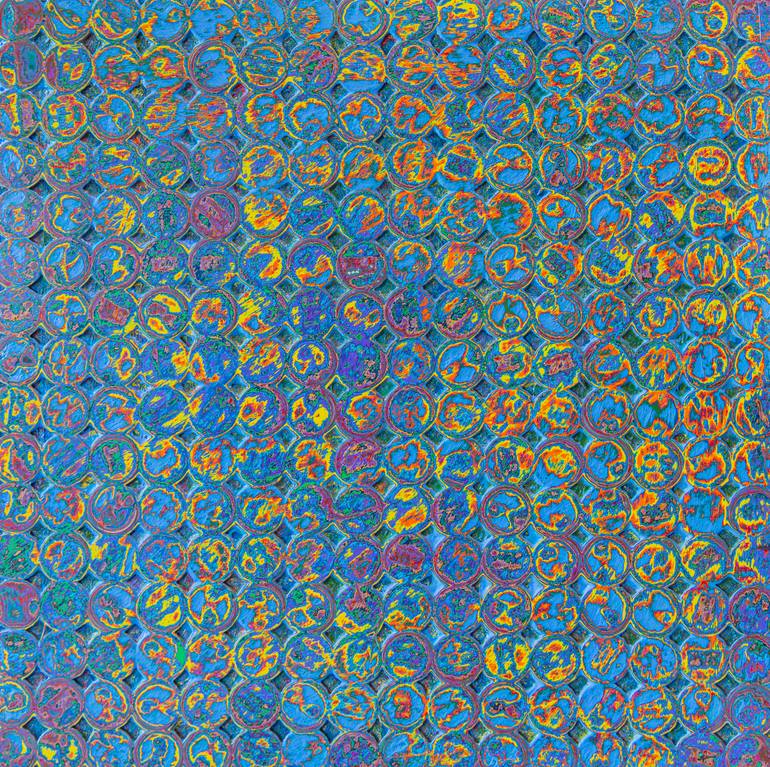 Original Abstract Painting by Gavin Zeigler | Abstract Art on Found Objects | The Mysterious Ways of Blue