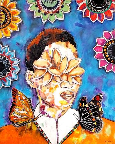 Original Abstract Expressionism Women Painting by Angela Green